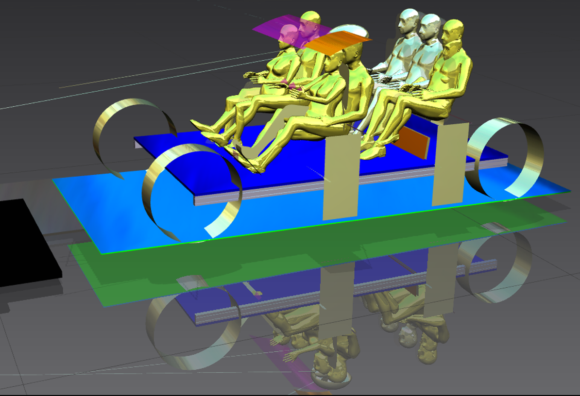 Complete vehicle layout, occupant package of manikin familiy, physical buck preparation<br>(Lynk&Co)